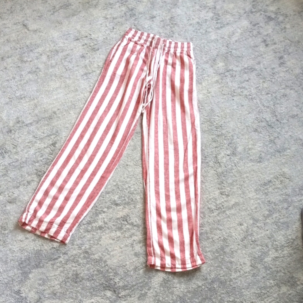 Xs Liquidx linen red pinstripes pant straight legs pants